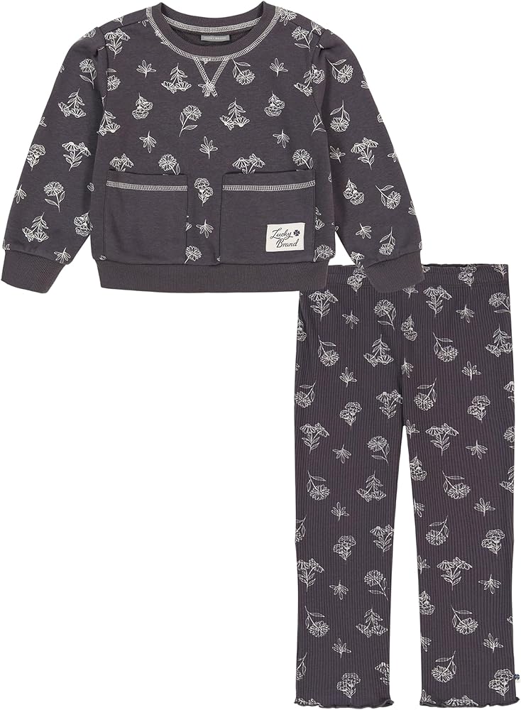 Lucky Brand girls 2 Piece Fleece Fashion Set