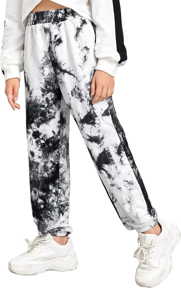 Jobakids Girl Sweatpants Tie Dye Active Jogger Pants Loose High Waist Trouser Cotton Activewear 6 Years Multicoloured