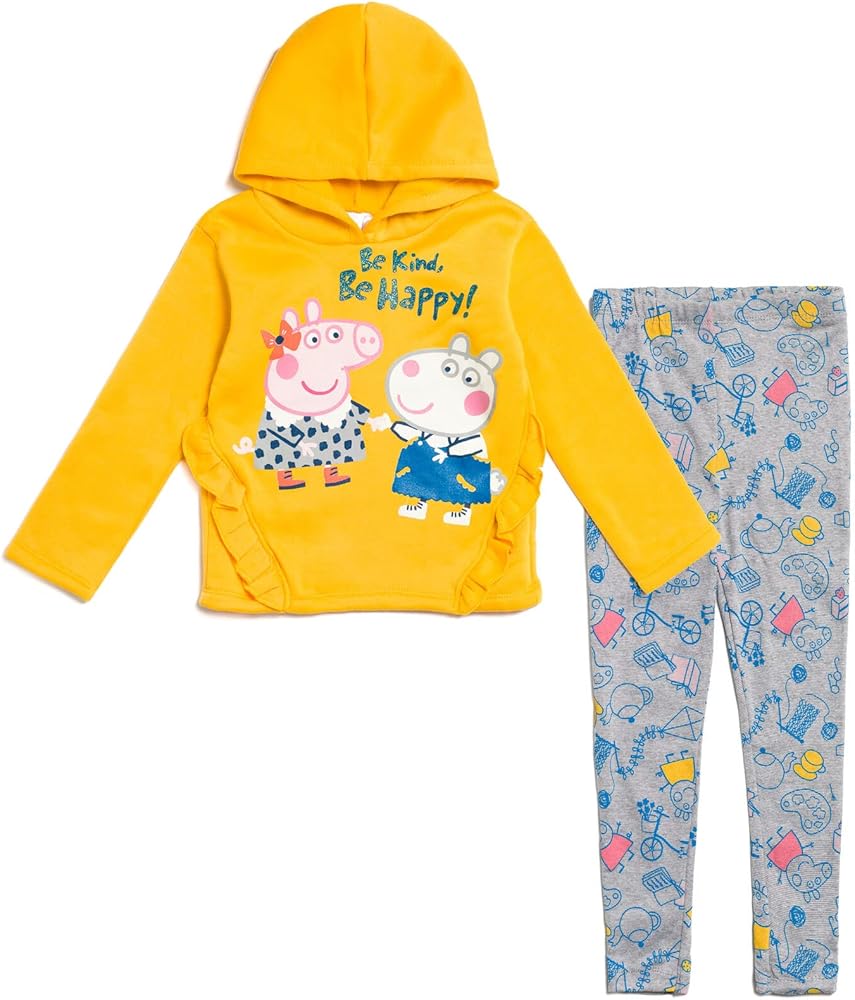 Peppa Pig Girls Pullover Fleece Hoodie and Leggings Outfit Set Toddler to Big Kid