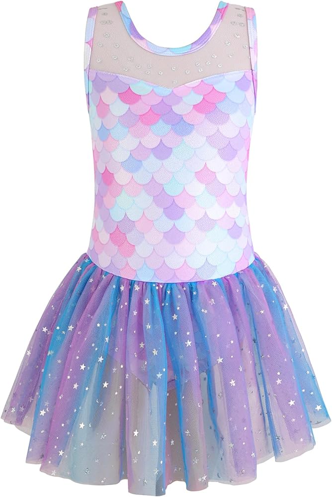 Ballet Leotard with Tutu Skirt for Girls Dance Gymnastics Toddlers Sparkly Snowflake Party Dress Outfit Kids