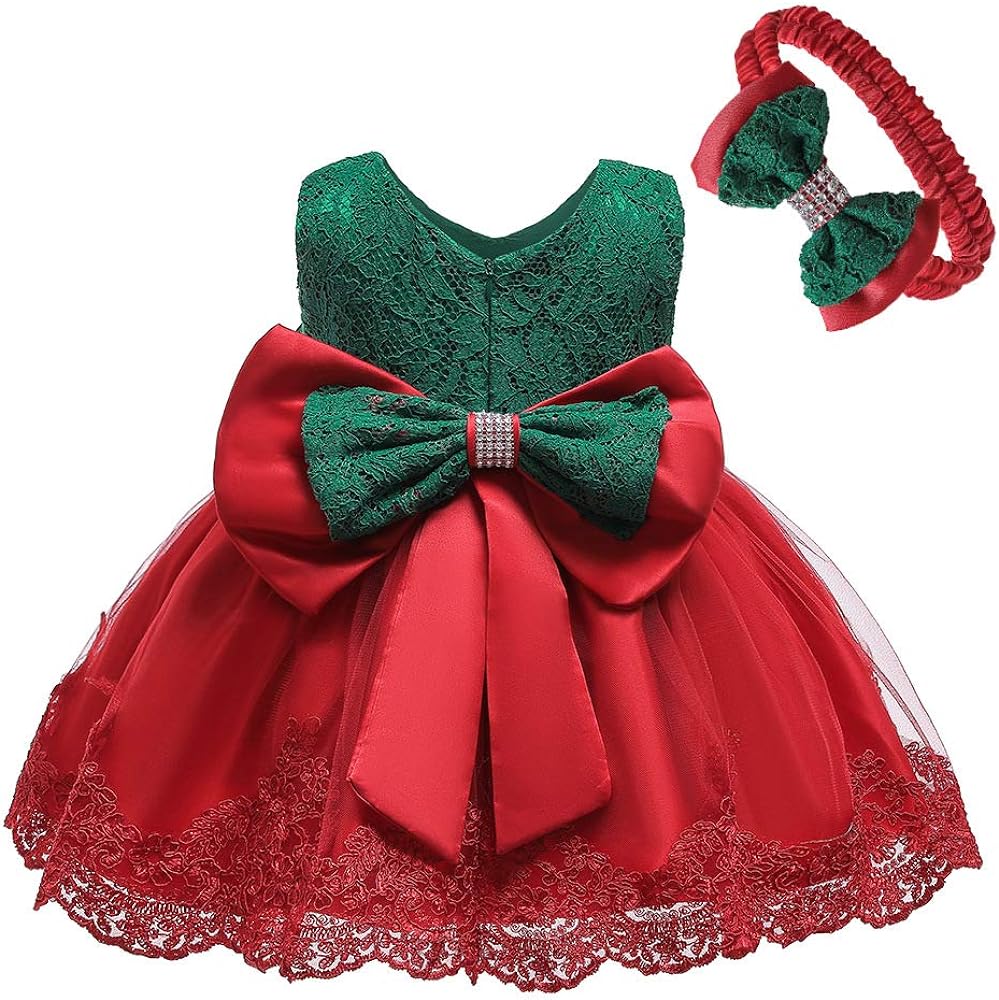 0-6T Toddler Girls Pageant Lace Dresses Baby Birthday Party Embroidery Dress with Headwear