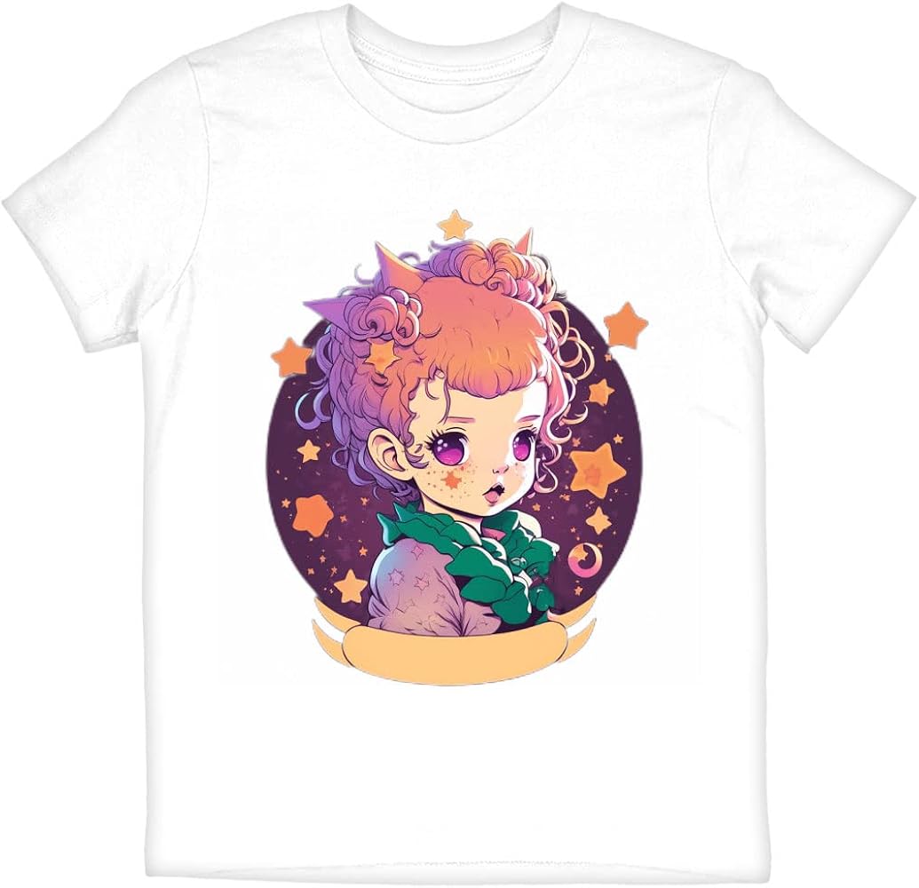 Stars Graphic Kids' T-Shirt - Girl Art T-Shirt - Unique Tee Shirt for Kids