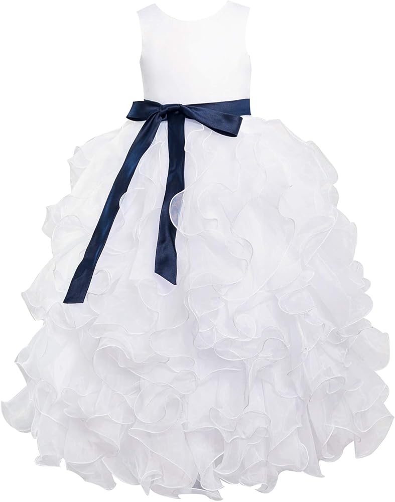 Satin Organza Floor Length Wedding Flower Girl Dress Kids Dress