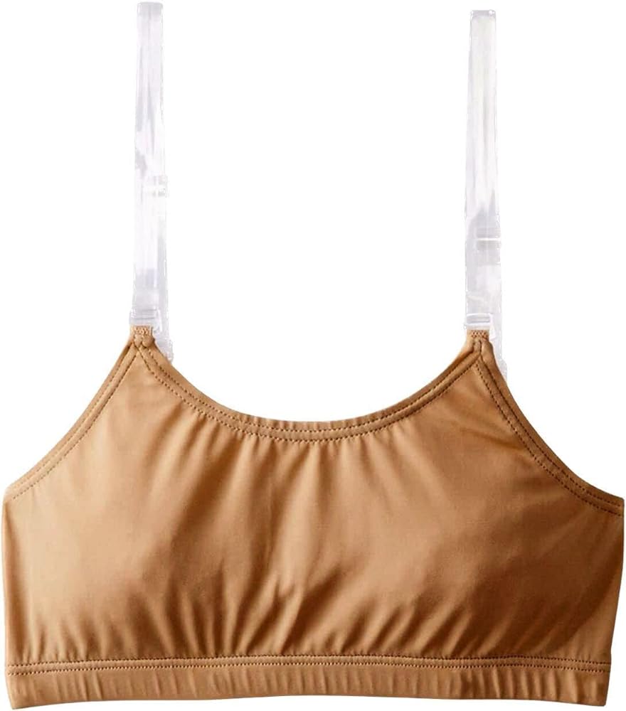 Clementine Apparel - Girls and Women Dance Bra with Clear Detachable Straps Unpadded & Seamless