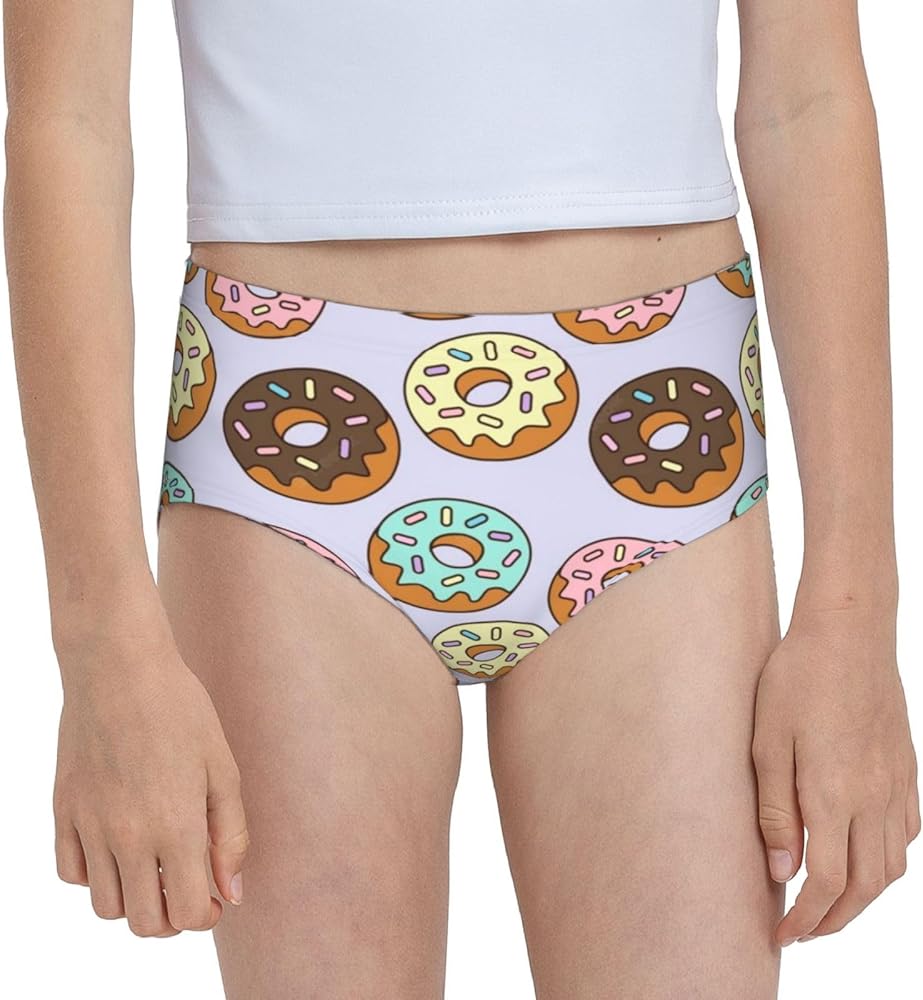 Pochy Colorful Donut Pattern Girl'S Briefs Soft Cotton Triangle Underwear Panties