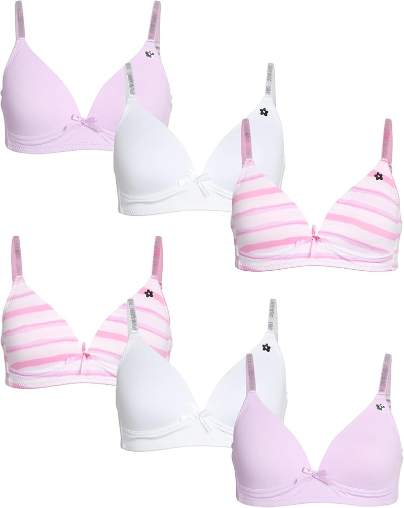 Limited Too Girls' Training Bra - 6 Pack Microfiber Molded Bra, Satin Bow (A Cup/B Cup)