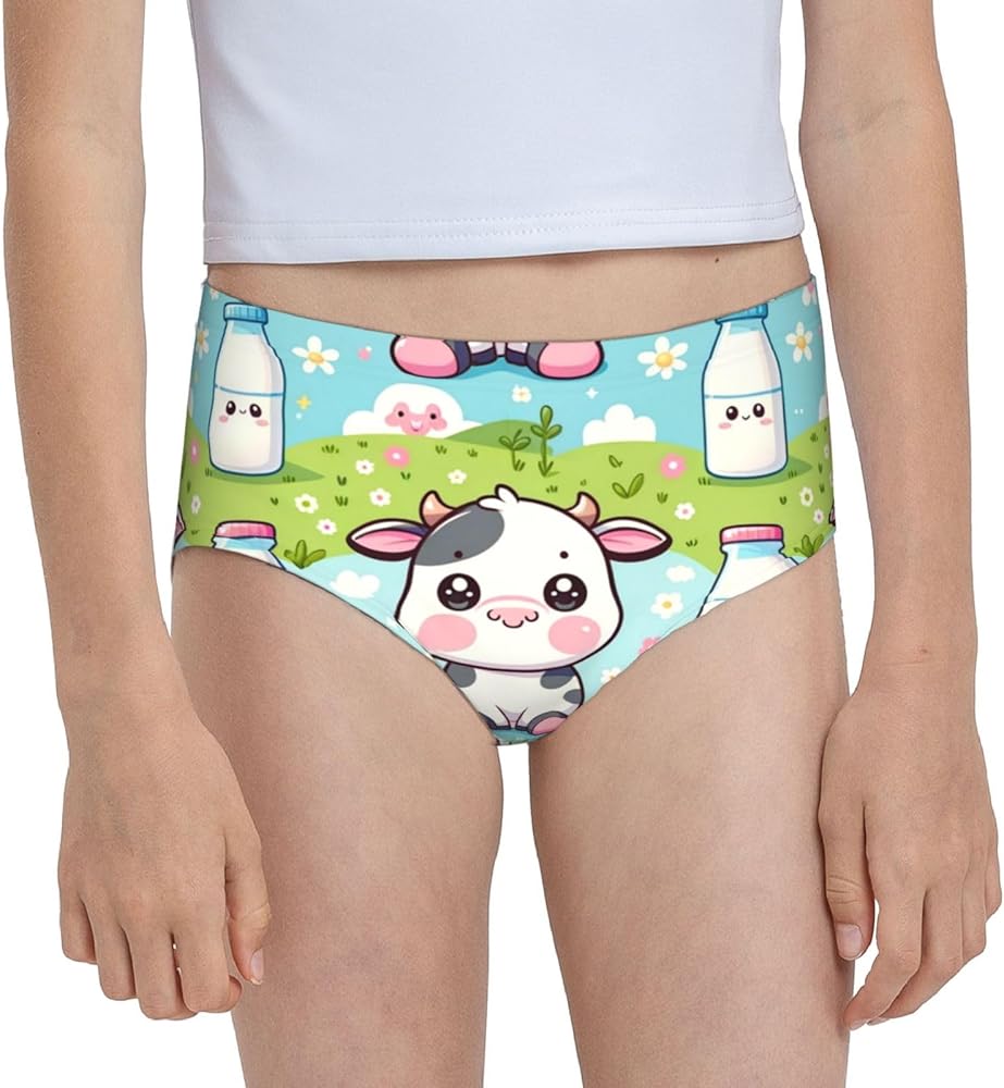 Augenstern Cotton Underwear Kawaii-Cow-Milk Girls'Briefs Soft Underpants