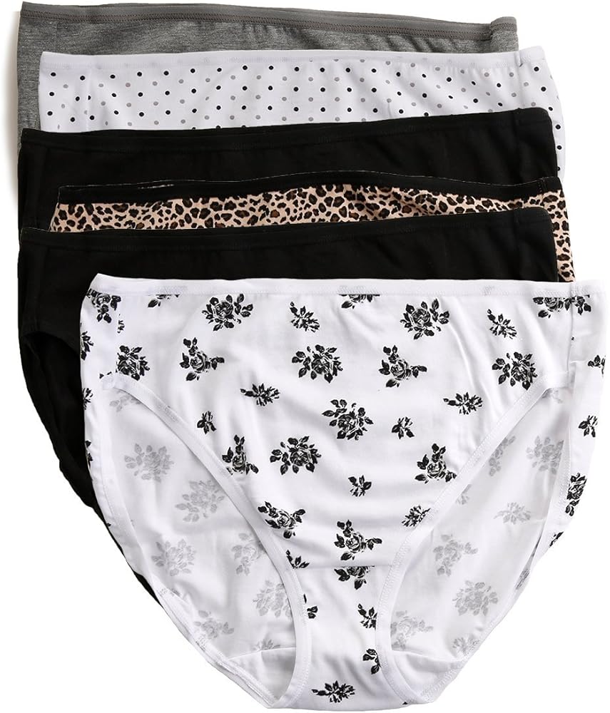 Felina Cotton Stretch Hi-Cut -Fashion 6 Pack (Small, Floral)