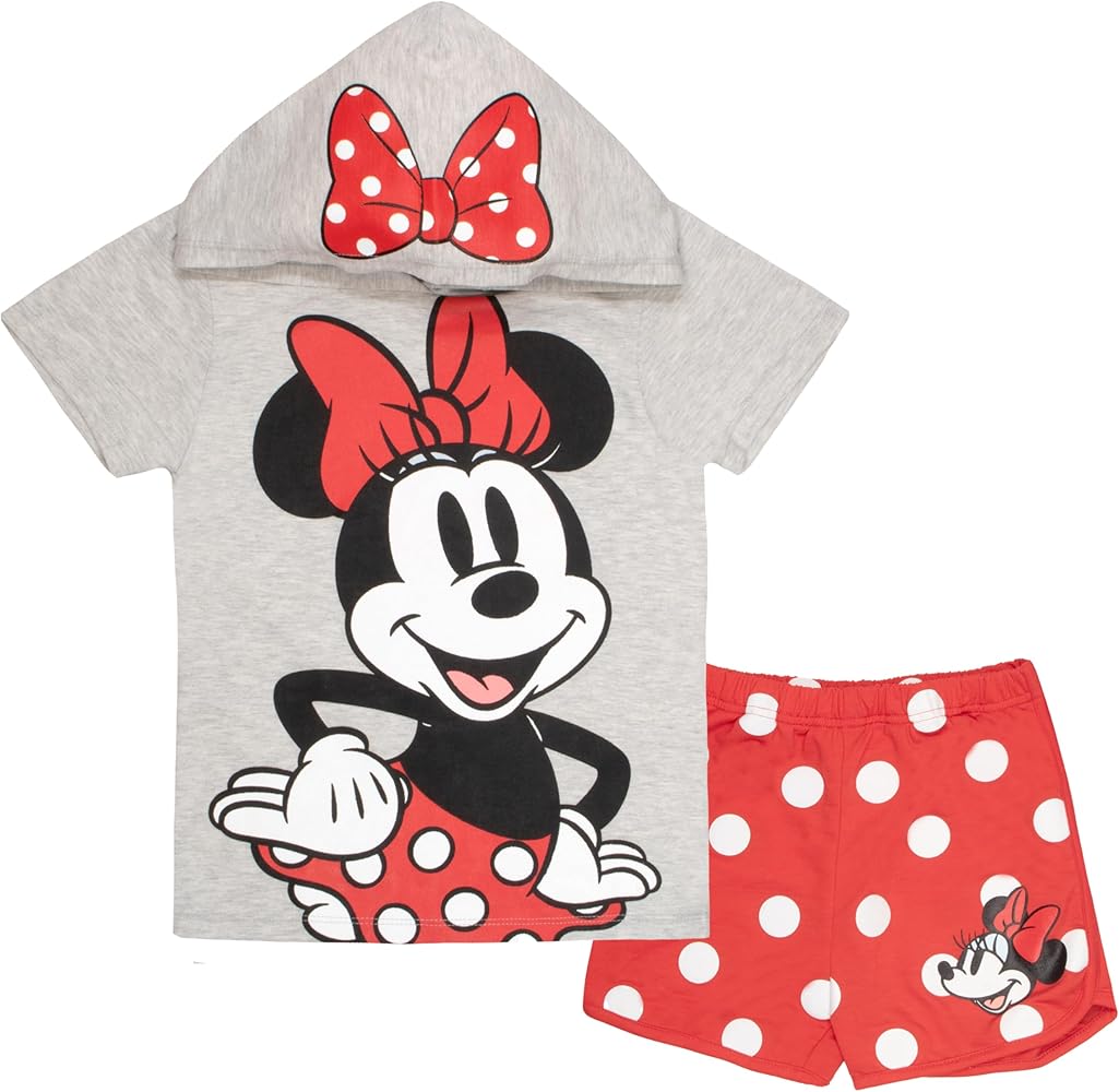 Disney Characters Girls 2-Piece Kids Clothing Set - Hoodie T-Shirt & Shorts 2-Pack Bundle Set for Girls