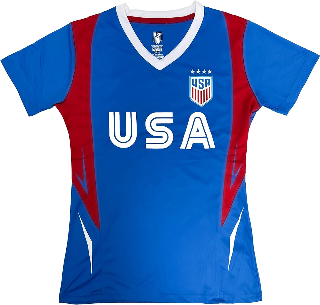 Icon Sports Official Licensed U.S. Soccer 4 Star USWNT Players Girls's Gameday Shirts Football Tee Top