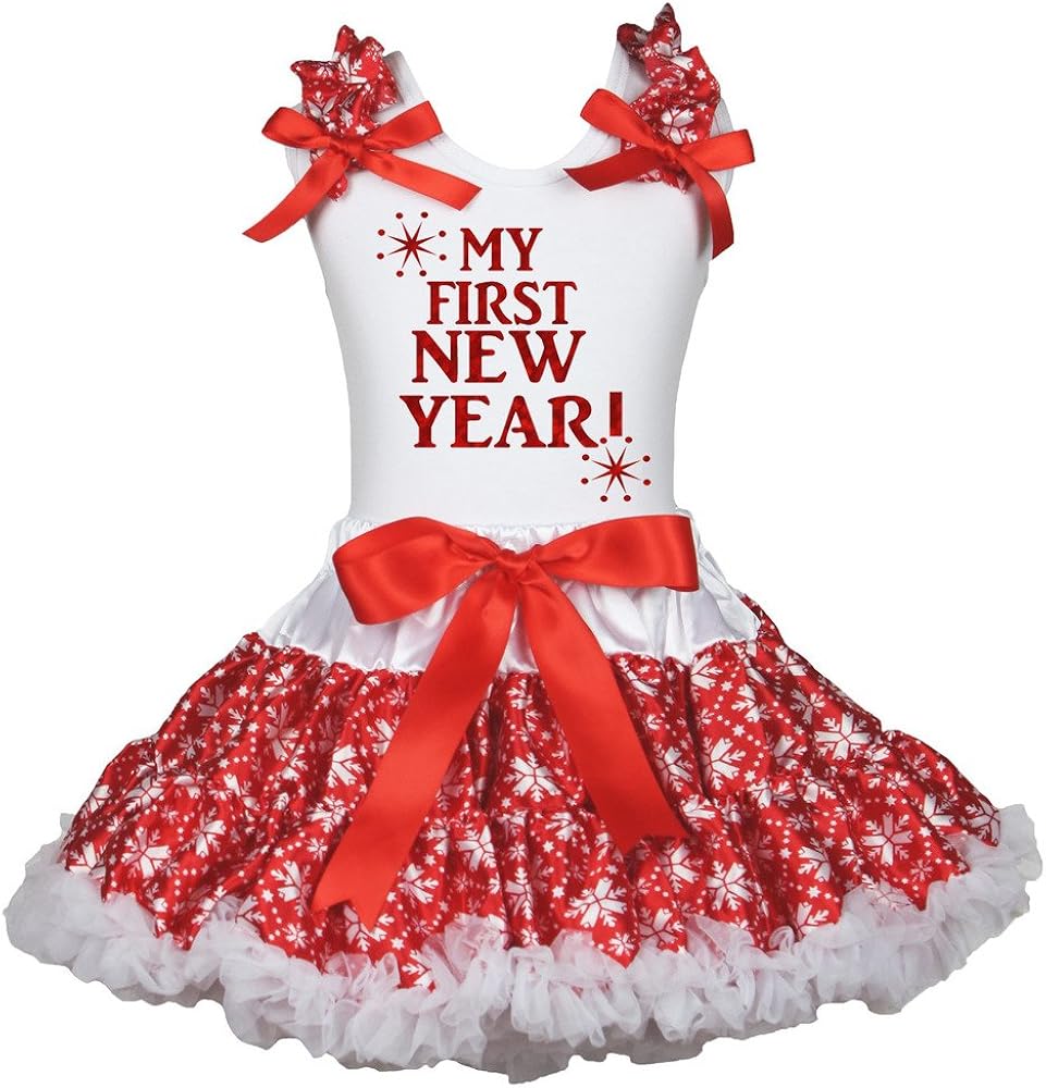 Petitebella My First New Year 2017 White Shirt Snowflake Red Outfit Set 1-8y