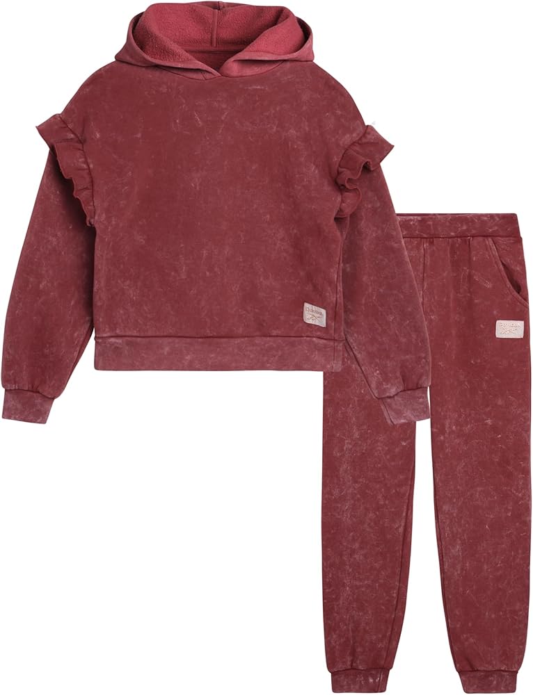 Reebok Girls' Jogger Set - 2 Piece Hoodie Sweatshirt and Sweatpants Sweatsuit (Size: 4-12)