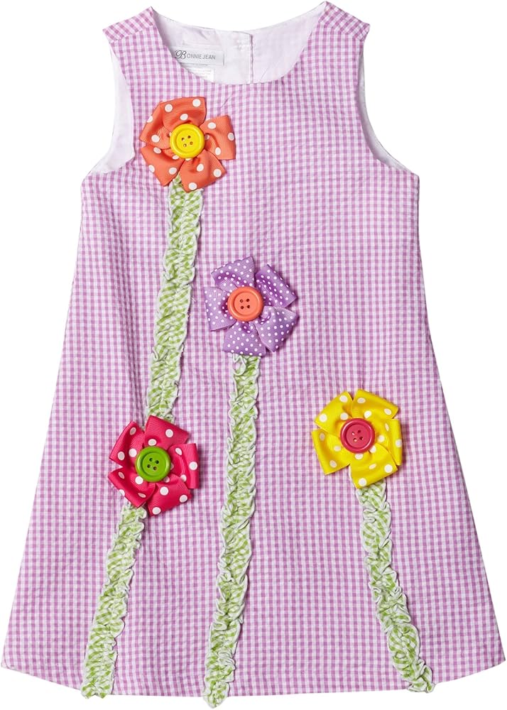 Bonnie Jean Little Girls' Lilac and White Check Sundress