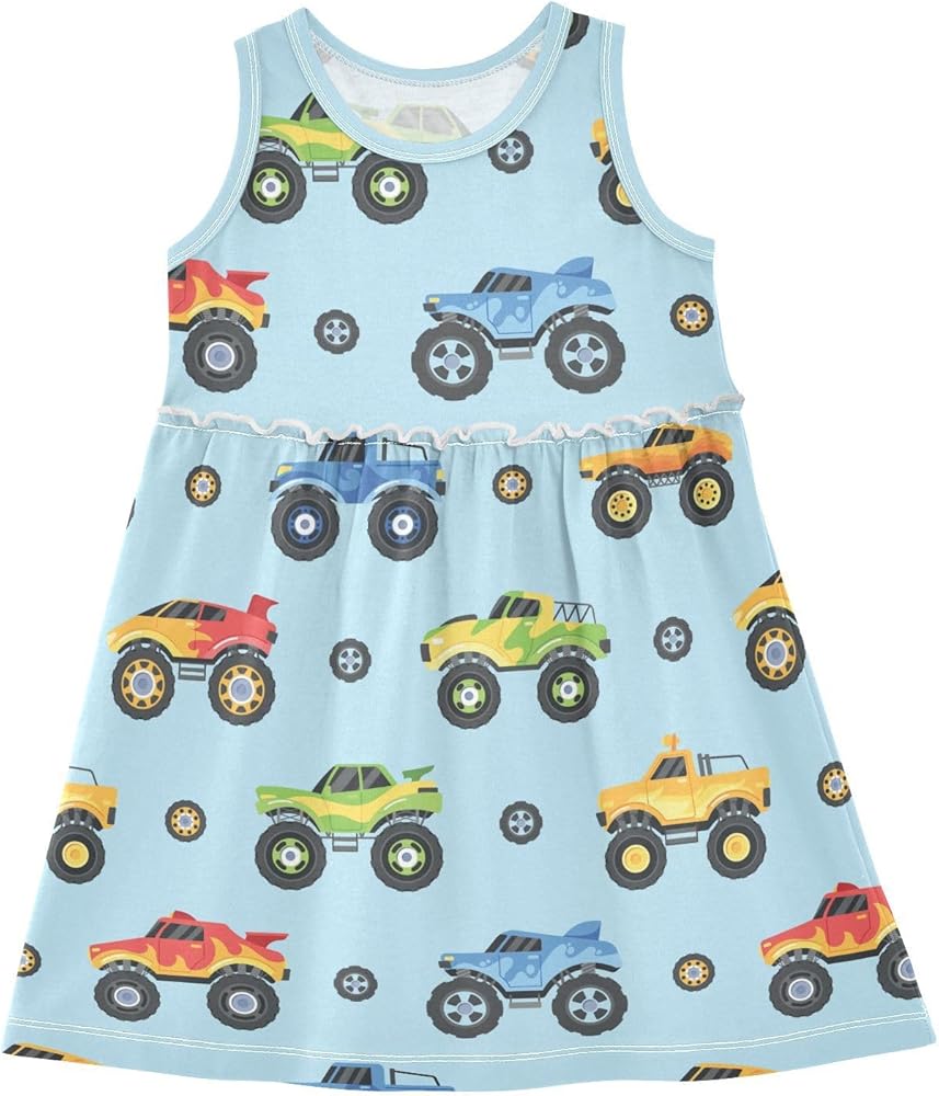 Girl Sleeveless Dress Summer Tank Play Top Sundress Outfit Novelty Pattern 2T-8T