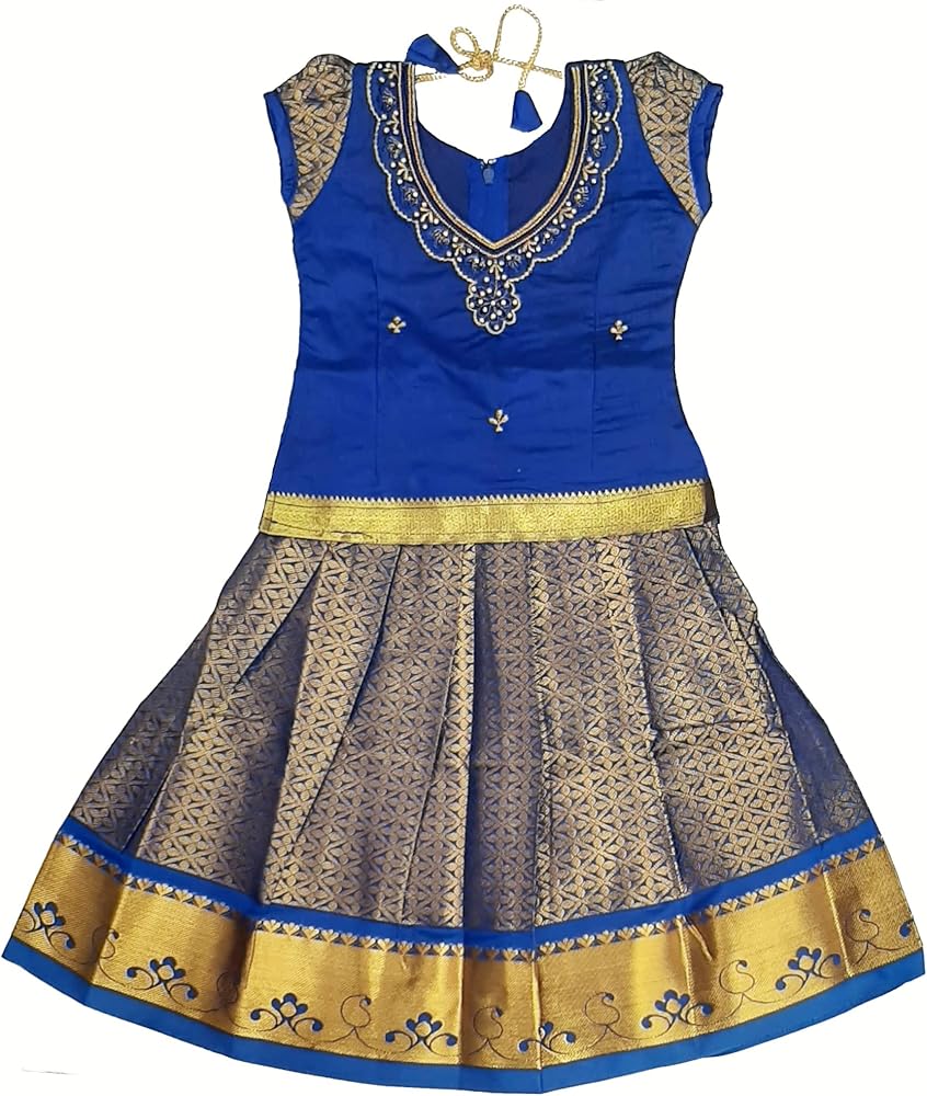 Ashwini Girl's Pattu Pavadai Goldens Topss (2-3 Years)