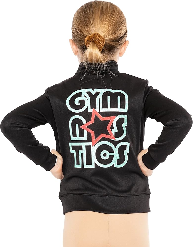 STRETCH IS COMFORT Glitter | Gymnastics| Jacket Mock Neck | Youth Size 4-16