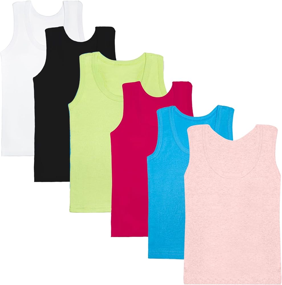 Phedrew 6 Pcs Kids Soft Undershirt Tank Tops Cotton Undershirt Sleeveless Shirts for Girls Boys Unisex