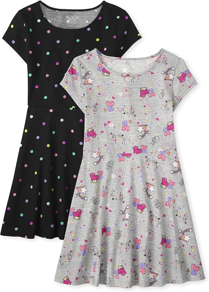 The Children's Place Girls' Short Sleeve Fashion Skater Dress