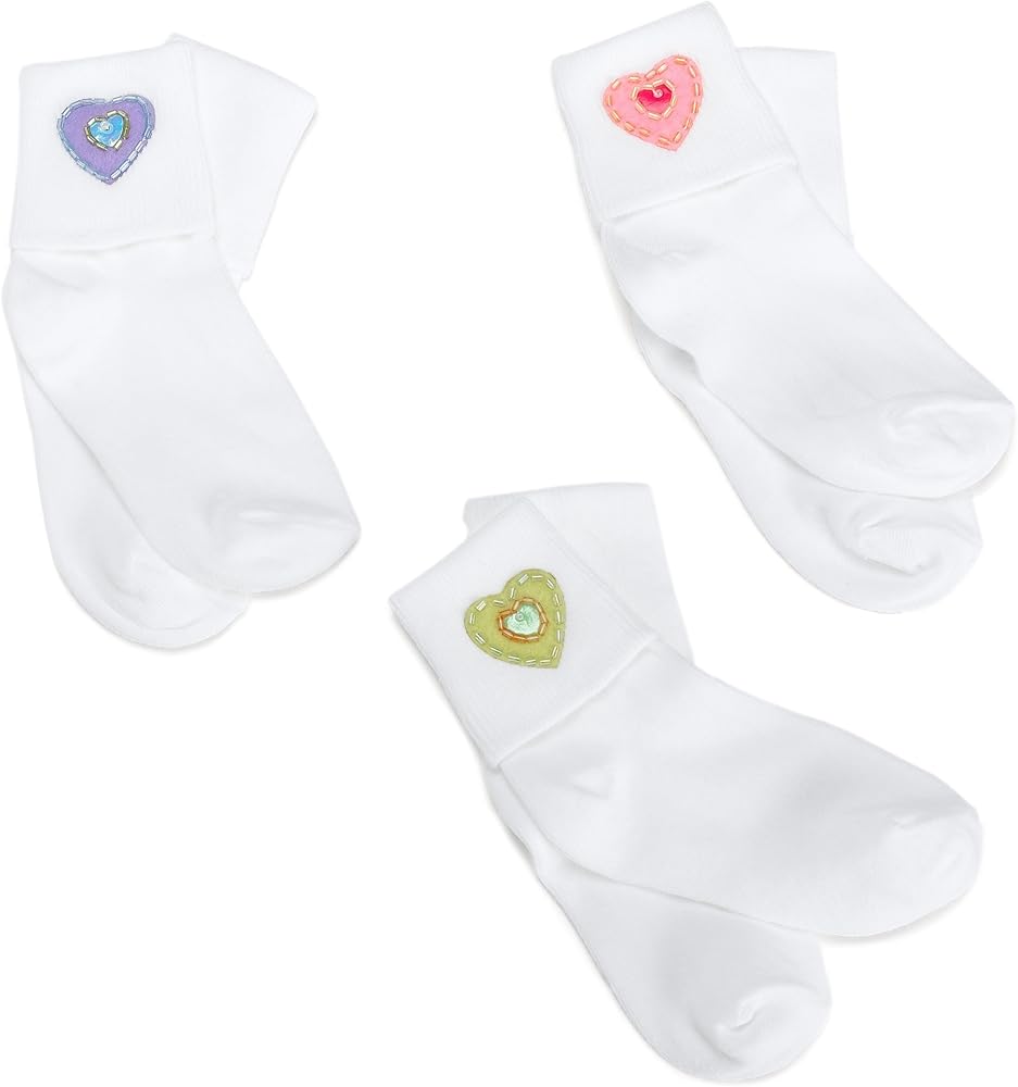 Jefferies Socks Big Girls' Hearts Applique (Pack of 3)