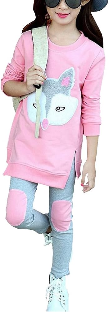 Little Girls Cute Long Sleeve Top & Pant Clothes Set