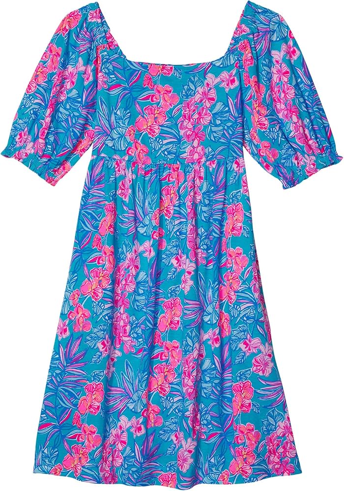 Lilly Pulitzer Girl's Mini Delaney Dress (Toddler/Little Kids/Big Kids) Cumulus Blue Orchid Oasis XS (2T-3T Toddler)