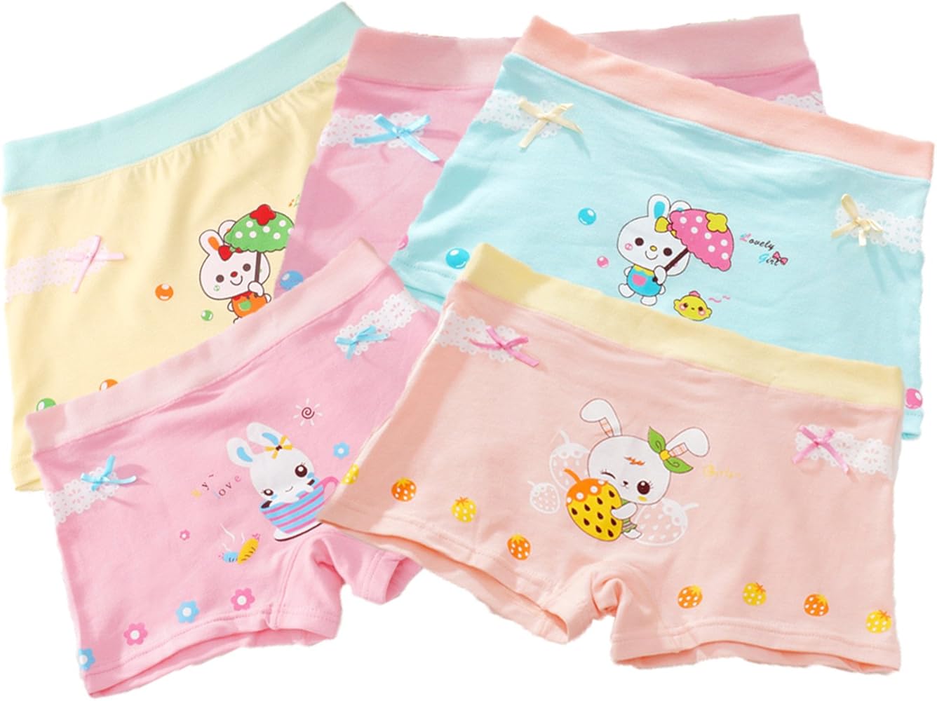 5Pcs Little Girls Toddler Kids Rabbit Strawberry Boyshort Hipster Underwear Panties