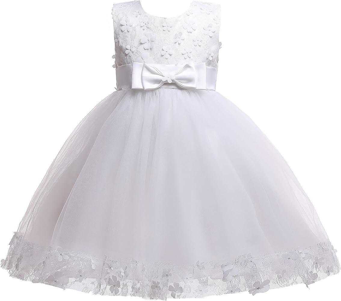 Weileenice Holiday Big/Little Girl Flower Lace A-line Wedding Party Dresses Kids Pageant Birthday Formal Dress