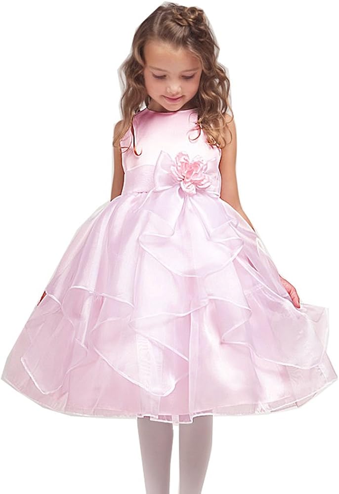 Girls' Satin Sleeveless Flower Girl Dress