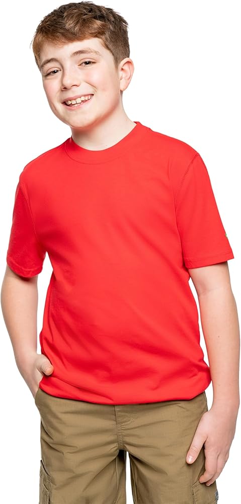 Youth UPF 30+ Breathable Dri-Balance Short Sleeve T-Shirt, with Built-in Bug Protection, Red, Large (14-16)