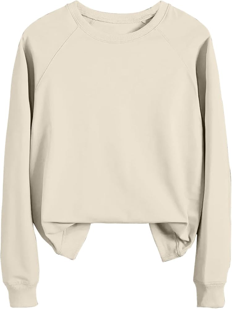 Fall Basic Raglan Sleeve Sweatshirts for Womens Crewneck Casual Loose Fit Pullover Lightweight Sweat Tops for Girls