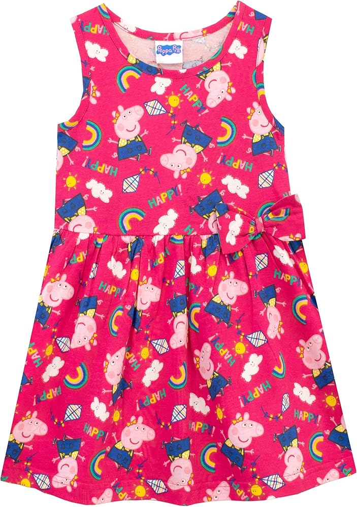 Peppa Pig Dress | Girls Dress | Rainbow Girls Beach Dress | Skater Dress for Girls | Sizes 2T to 8