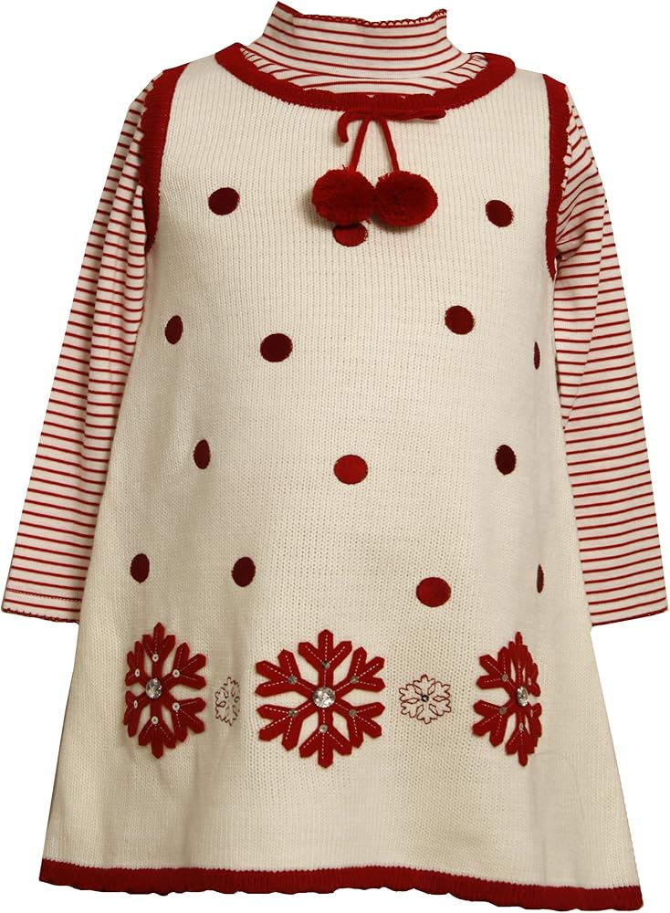 Bonnie Jean Little Girls' Dress Snow Flake Motiff Sweater Jumper Set