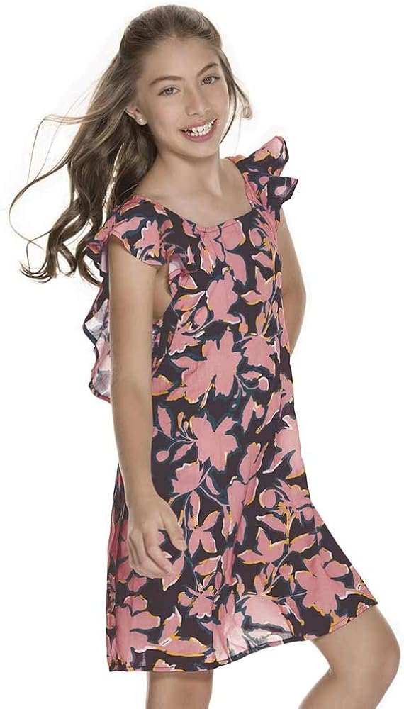 Maaji Girls' Printed with Ruffle Trimmed Straps Dress