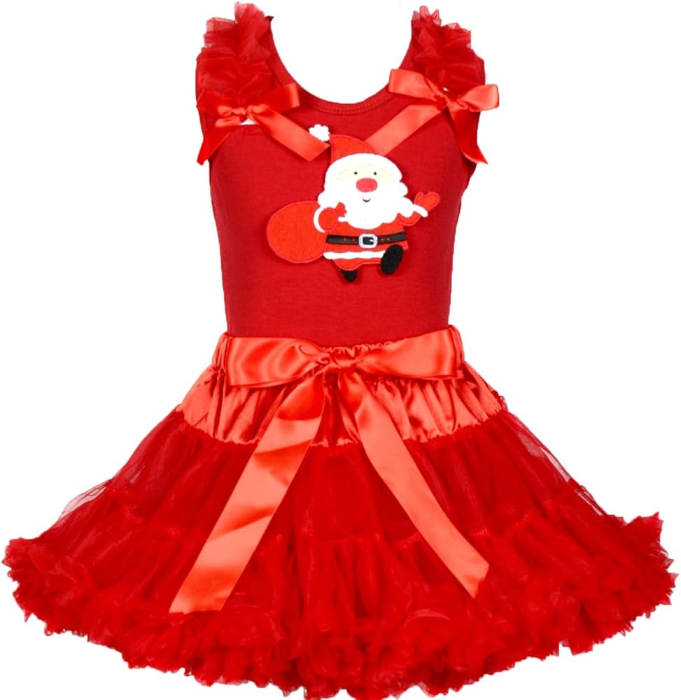 Petitebella Santa Claus Red Shirt Red Skirt Outfit Set 1-8y