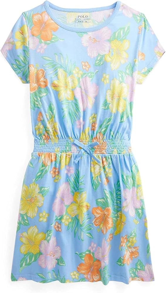 POLO RALPH LAUREN Big Girls Floral Jersey T-Shirt Dress (Floral Hibiscus Print(7001), Medium)