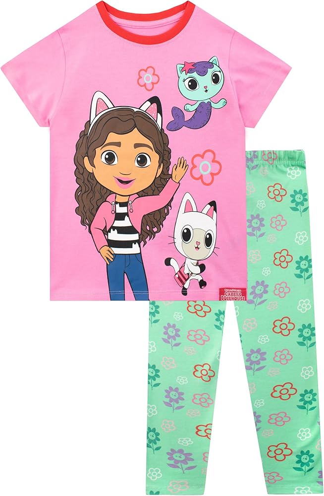 DreamWorks Girls Gabbys Dollhouse T-Shirt and Leggings Set Kids Gabby Outfit Top and Trousers Set