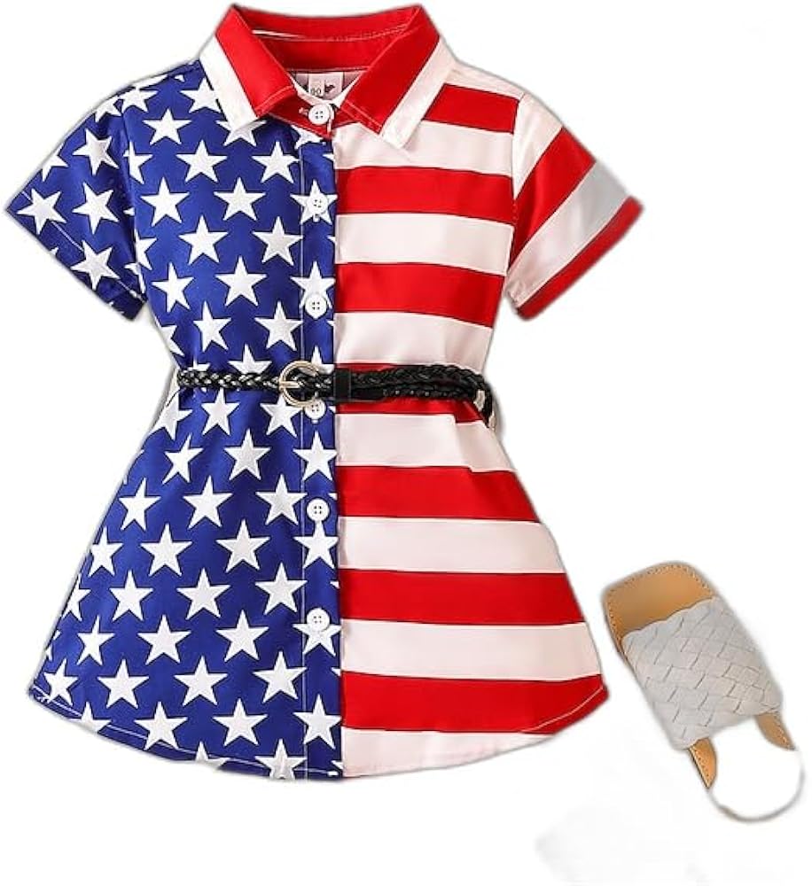 Kids Girls' Dress Star Stripe Short Sleeve Anniversary Outdoor Fashion Exaggerated