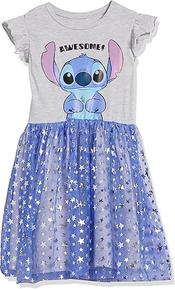 Disney Stitch Ruffle Sleeve Tulle Dress-Girls Sizes 4-16