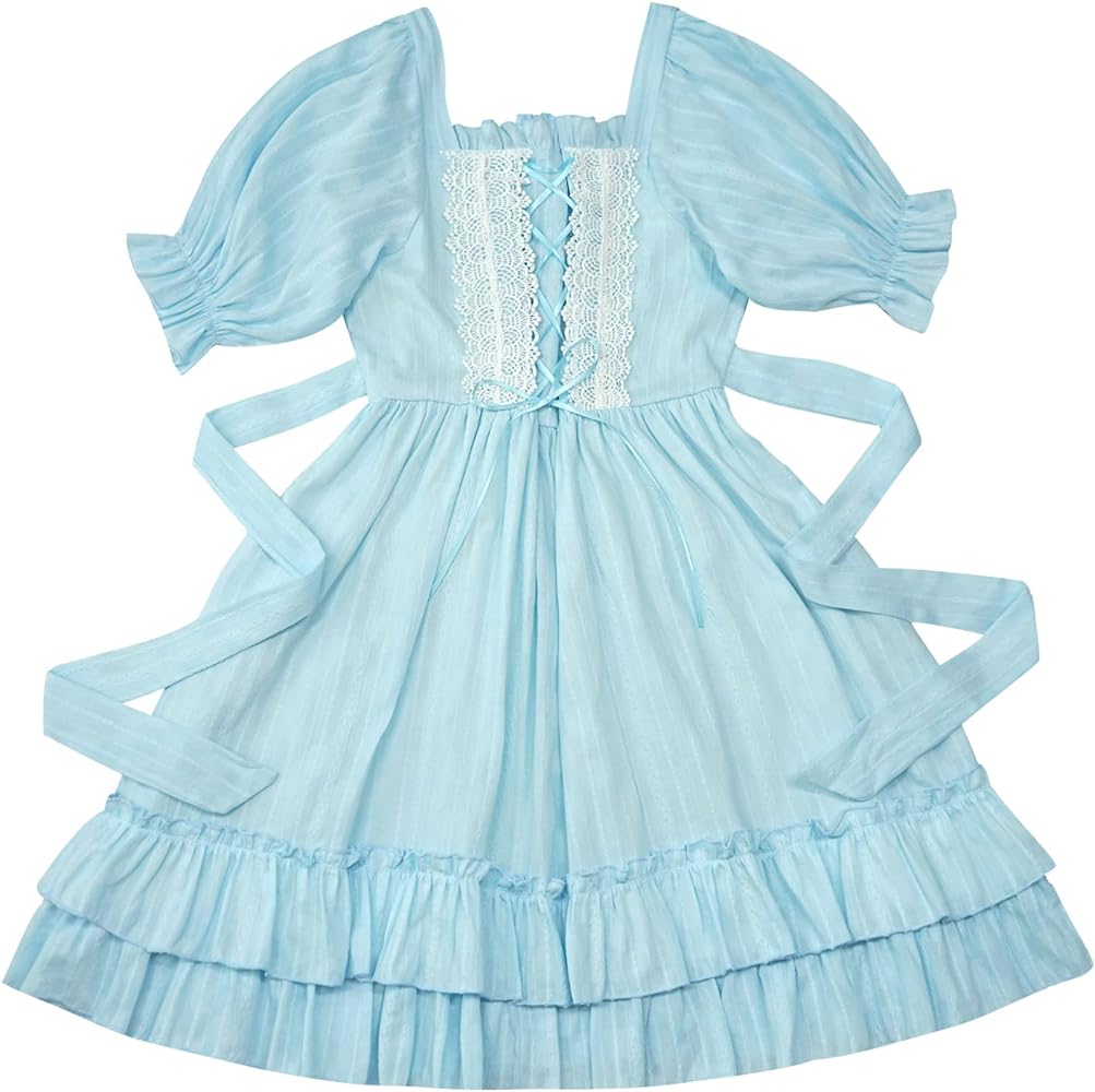 Lolita Summer Dresses Short Sleeve Casual Cute Girls Vintage Princess Dress