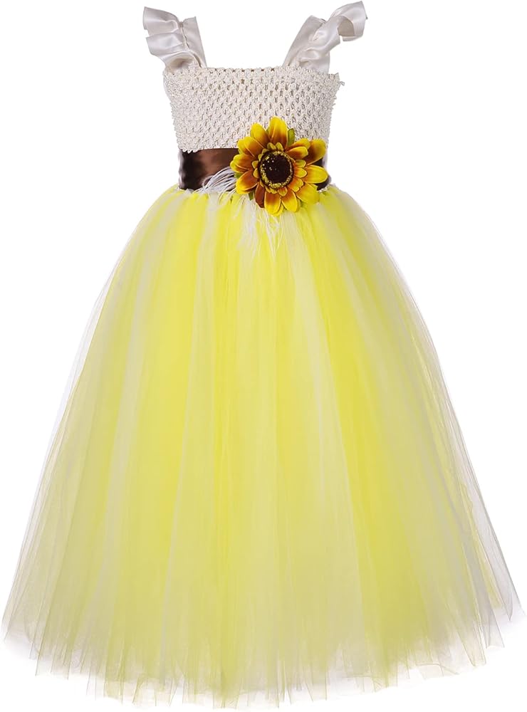 Tutu Dreams Flower Girl Sunflower Dress Yellow Tutu Dress Birthday Hallwoeen Christmas Dresses