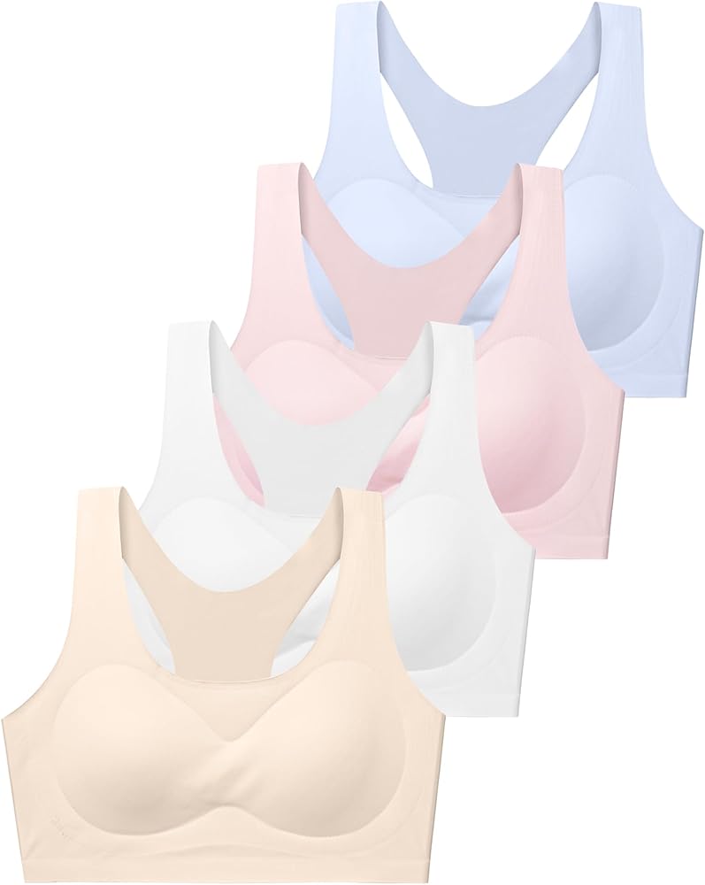 SALIA GIRL Training Girls bras for Teens 10-16 Racerback Seamless Design with Removable Soft padding bras