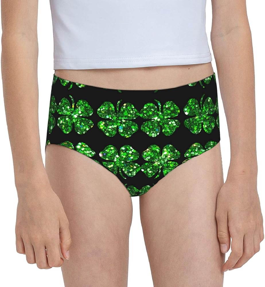 Augenstern Cotton Underwear St Patricks Glitter Shamrock Girls'Briefs Soft Underpants