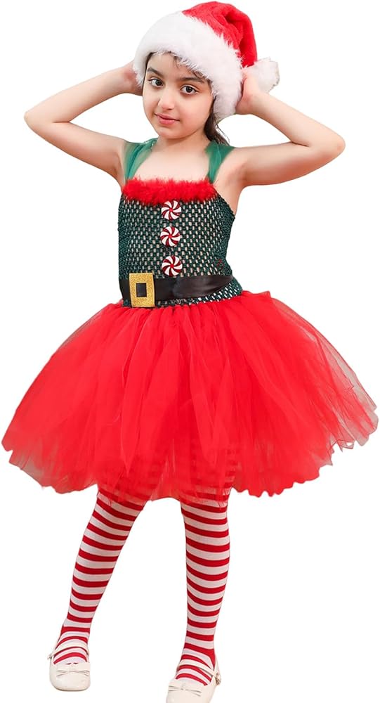 Girls Holiday Dress Size 5 Toddler Girls Dress Christmas Dress Dress Casual Dress Tutu Mesh Dress Outwear with Hat