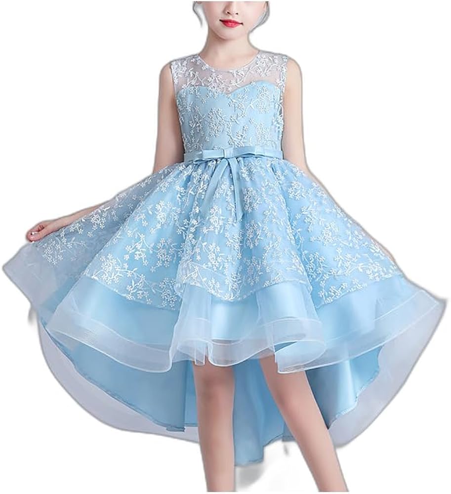 Kids Little Girls' Dress Floral Performance Wedding Party Layered Mesh Asymmetric