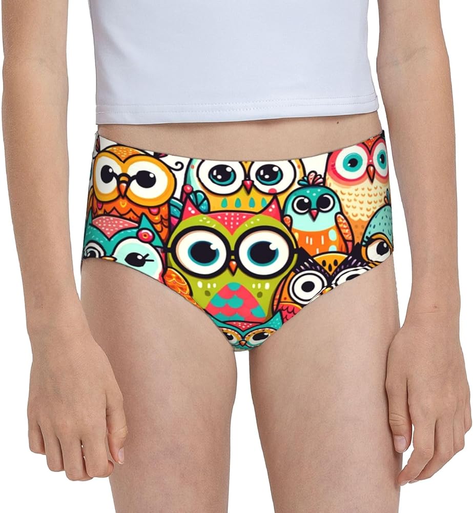 Augenstern Cotton Underwear Owls-Cartoon Girls'Briefs Soft Underpants