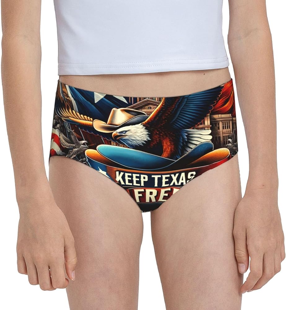 Augenstern Cotton Underwear American-Texas-Flag Girls'Briefs Soft Underpants