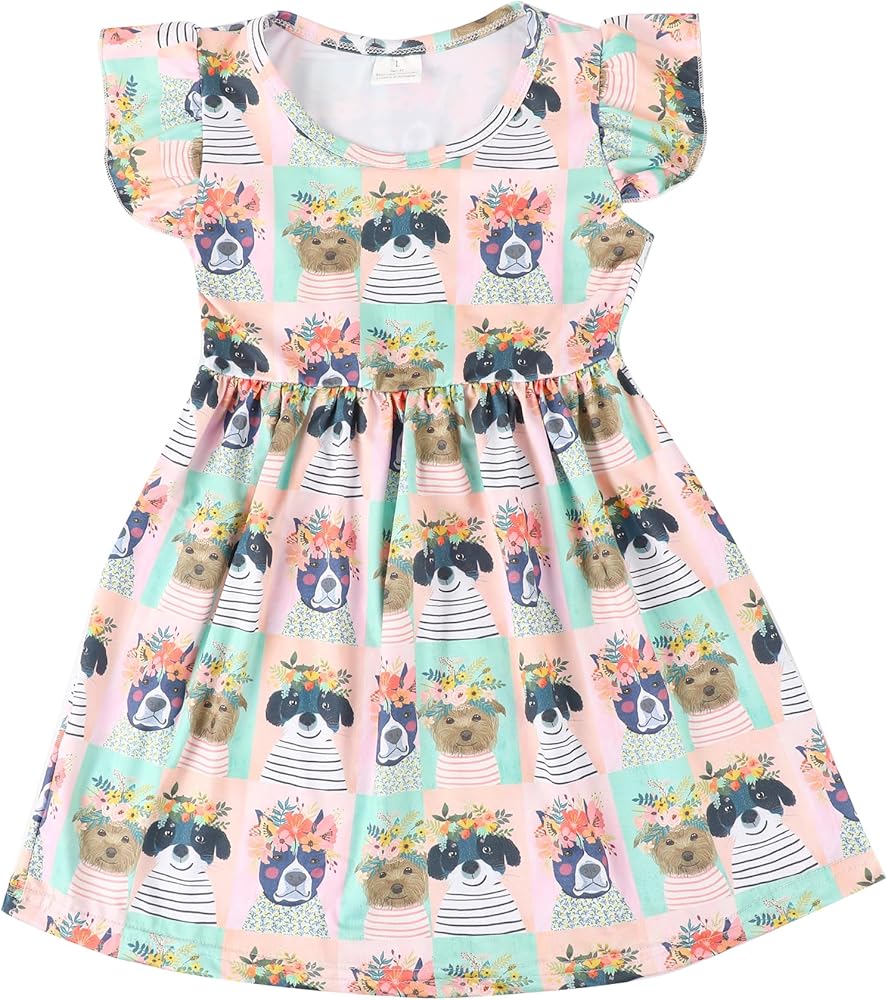 Toddler Girls Caterpillar Casual Dress Flutter Sleeve Summer Clothes 2-8T