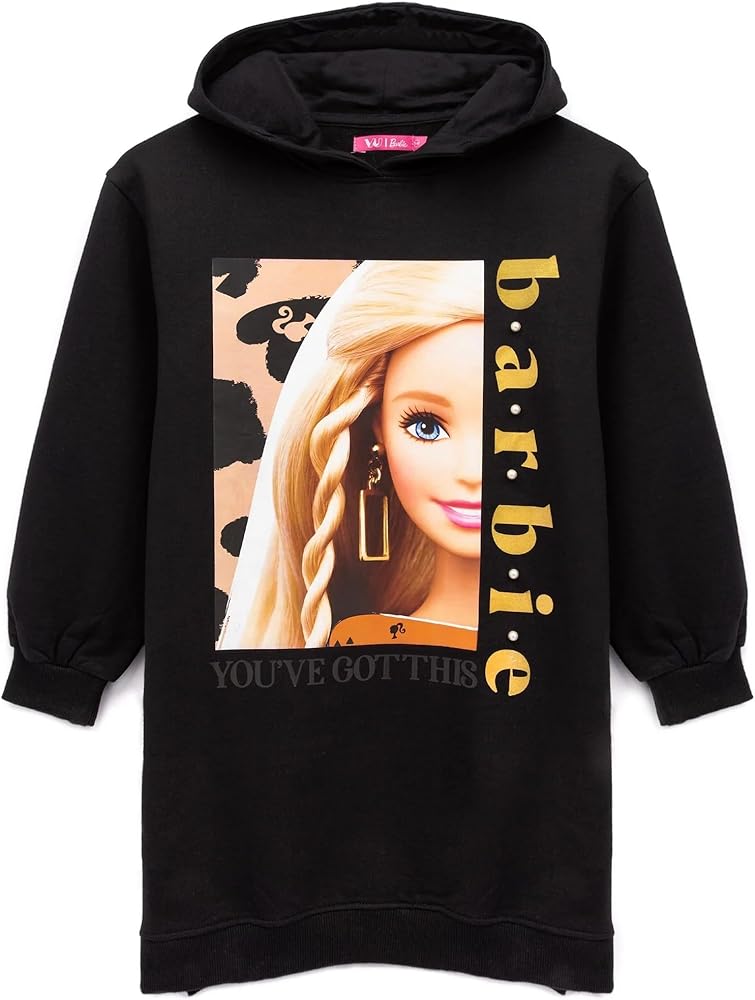 Barbie Hoodie Dress Girls Kids Doll Leopard Print Black Sweater Clothes