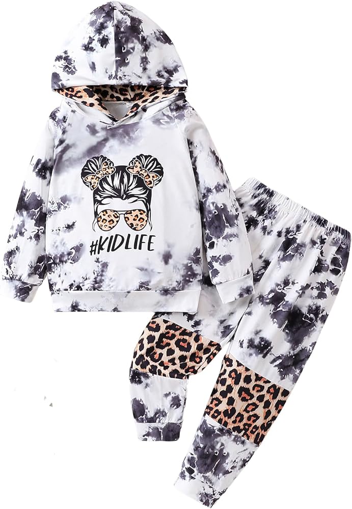 Kid Toddler Girl Clothes - Tie Dye Hoodie Sweatshirt Girl Outfits Pullover Jogger Hooded Sweatpant Set