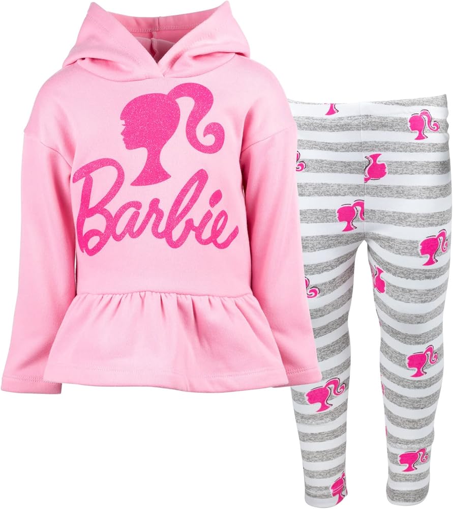 Barbie Girls Fleece Hoodie and Leggings Outfit Set Toddler to Big Kid Sizes (2T - 18-20)